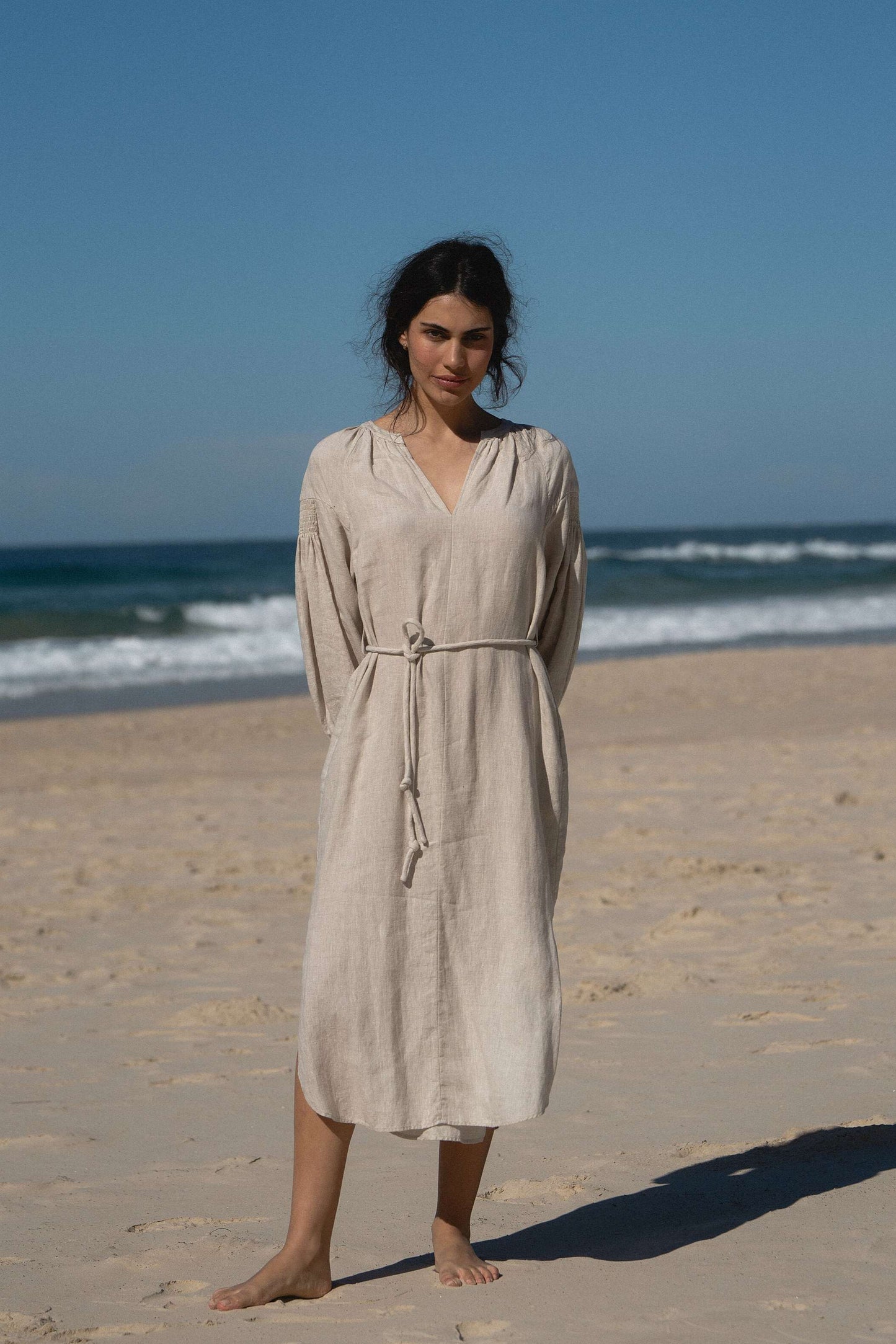 LILLY PILLY Skylar linen dress in Oatmeal