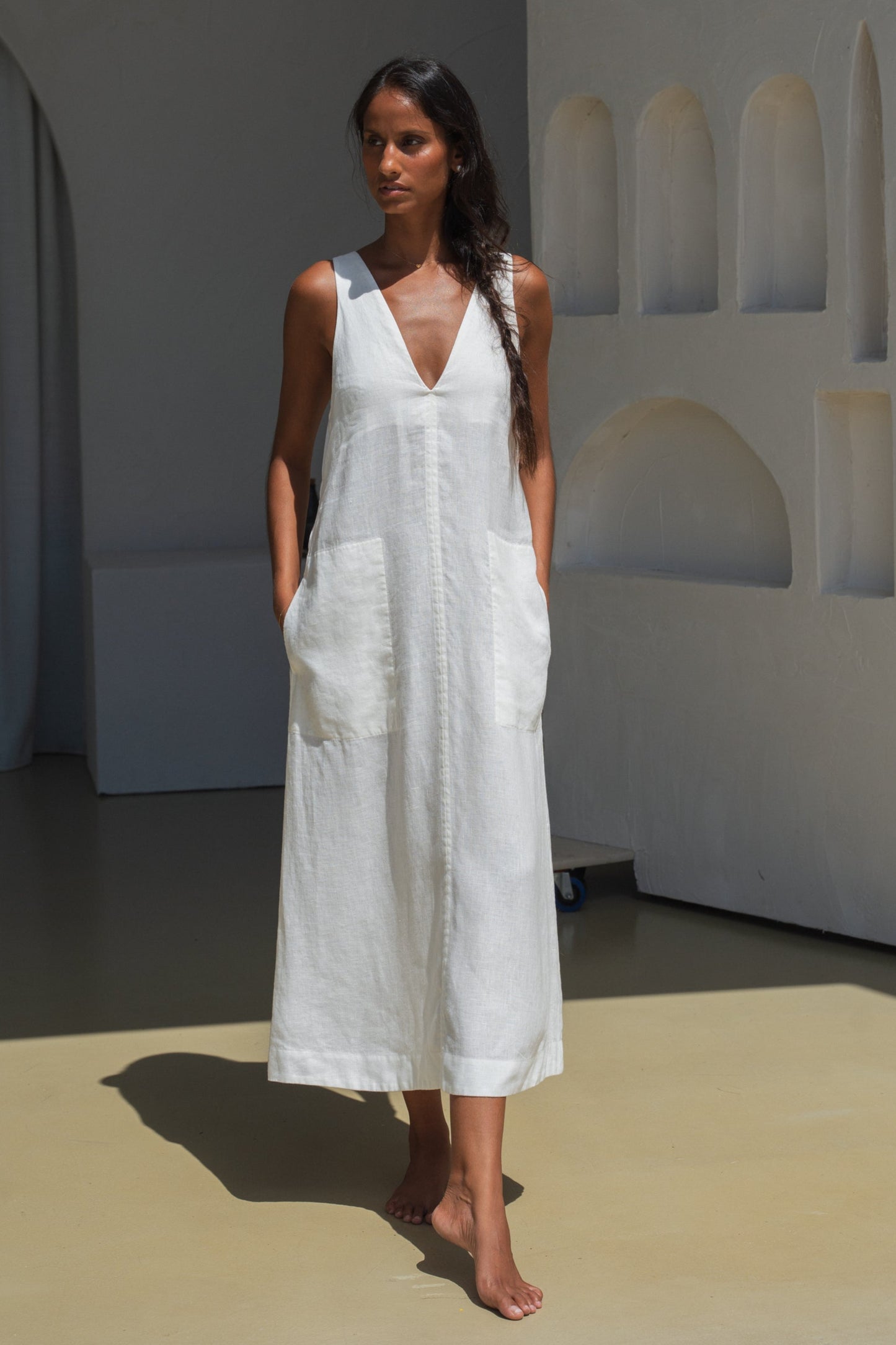 IRIS IVORY LINEN DRESS
