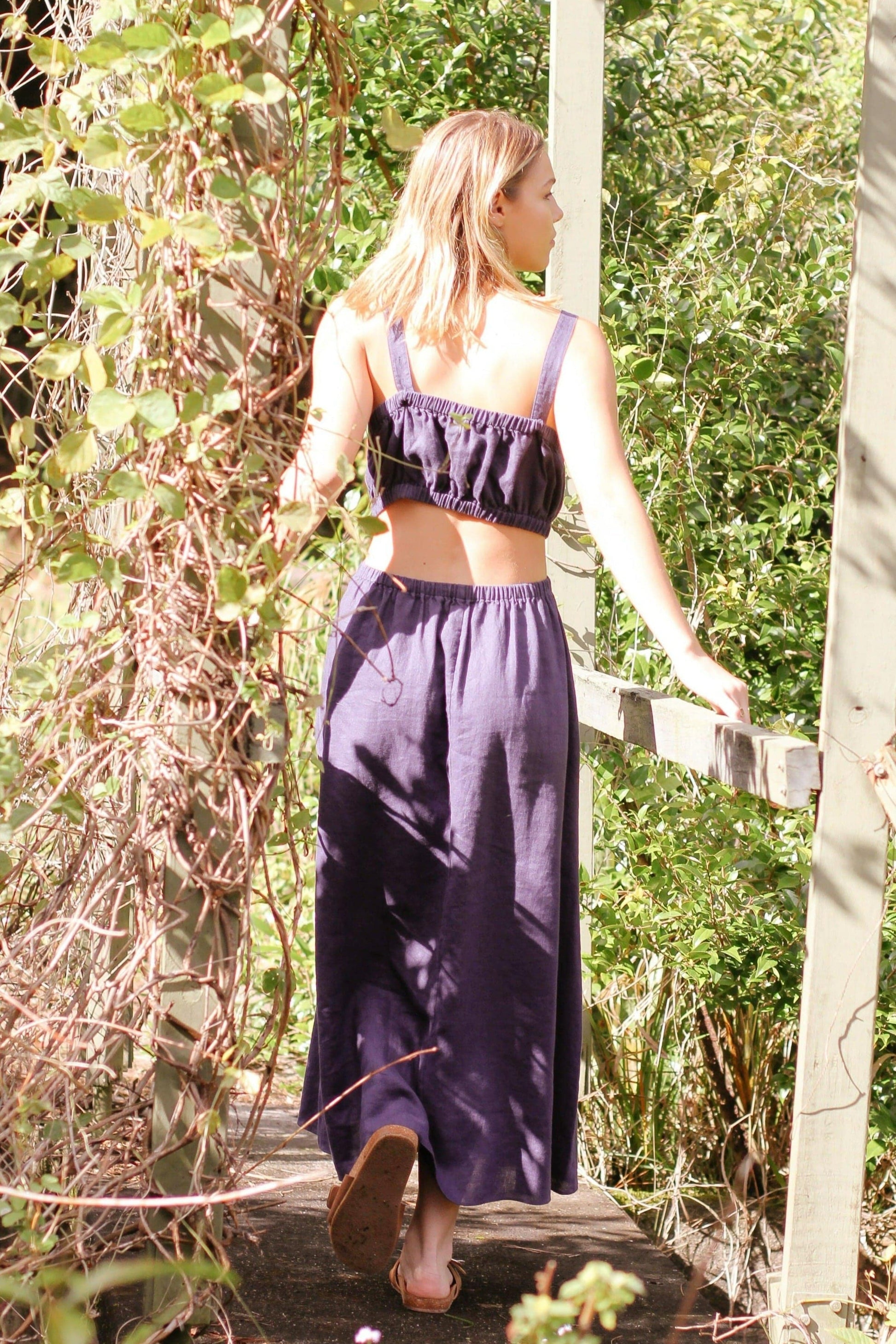 Lilly Pilly Collection 100% organic linen Luna Dress in Denim Blue