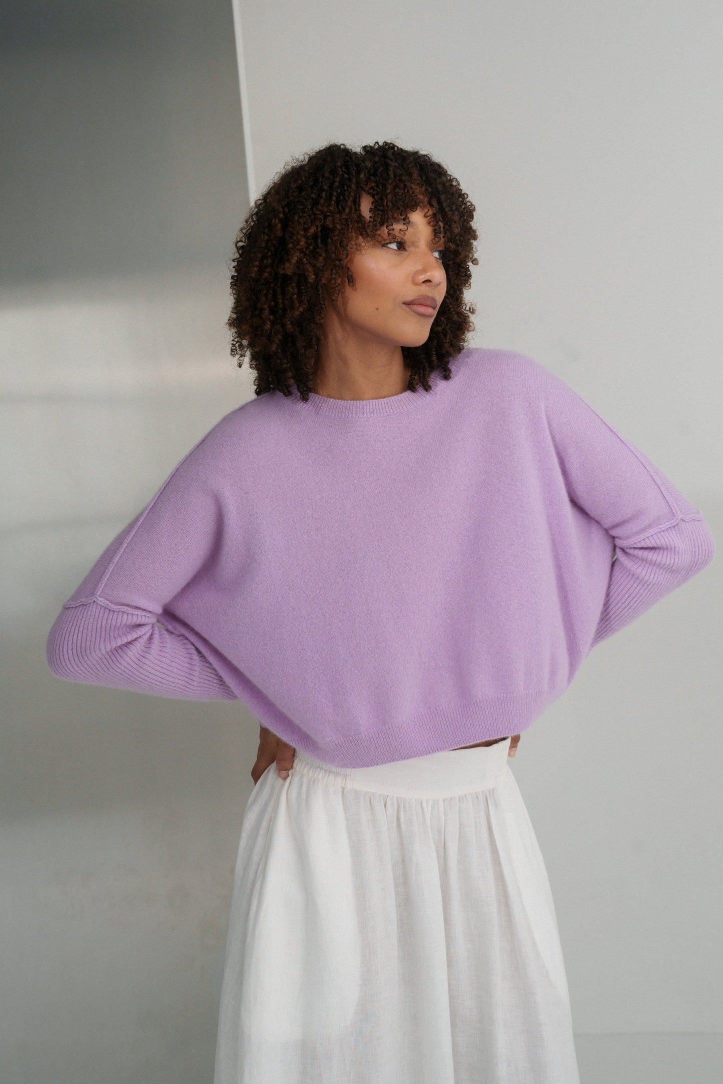 LILLY PILLY Miri cashmere knit top in Lilac