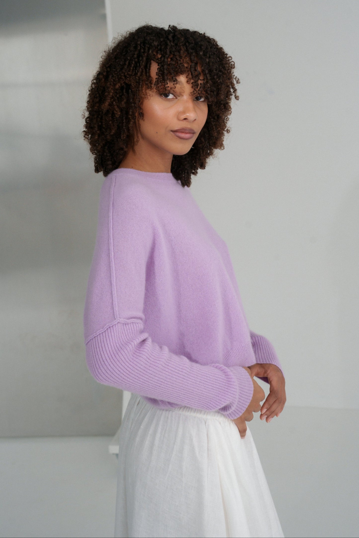LILLY PILLY Miri cashmere knit top in Lilac