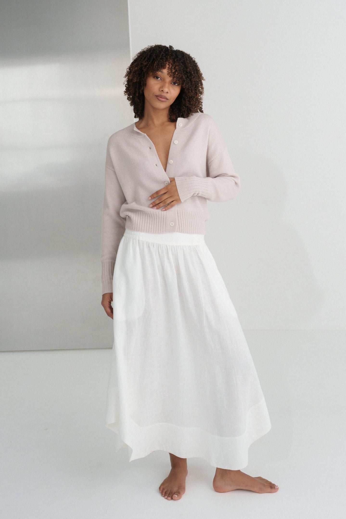 LILLY PILLY Taylor merino wool knit cardi in Lilac