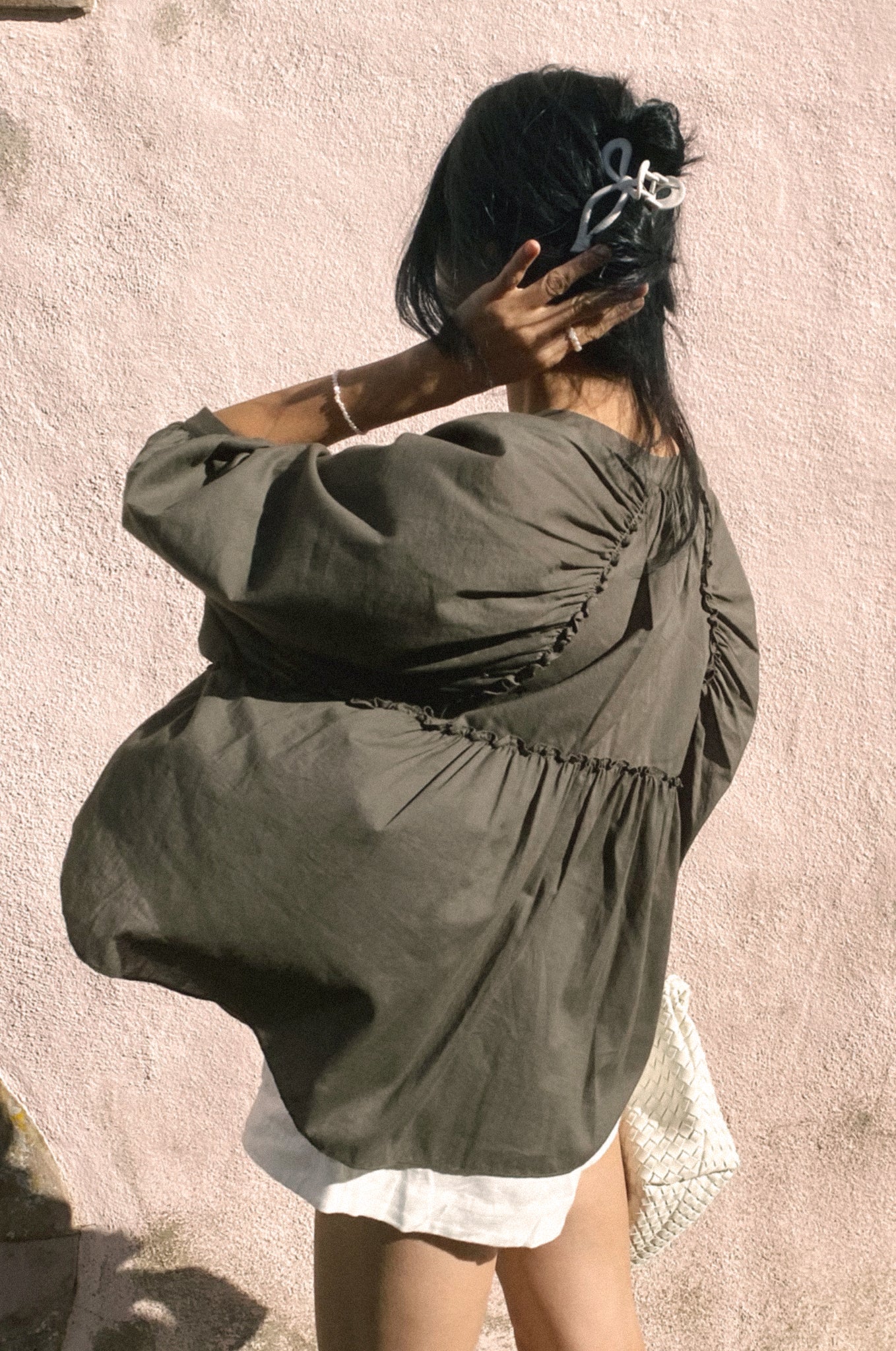 THALIA KHAKI COTTON VOILE SHIRT